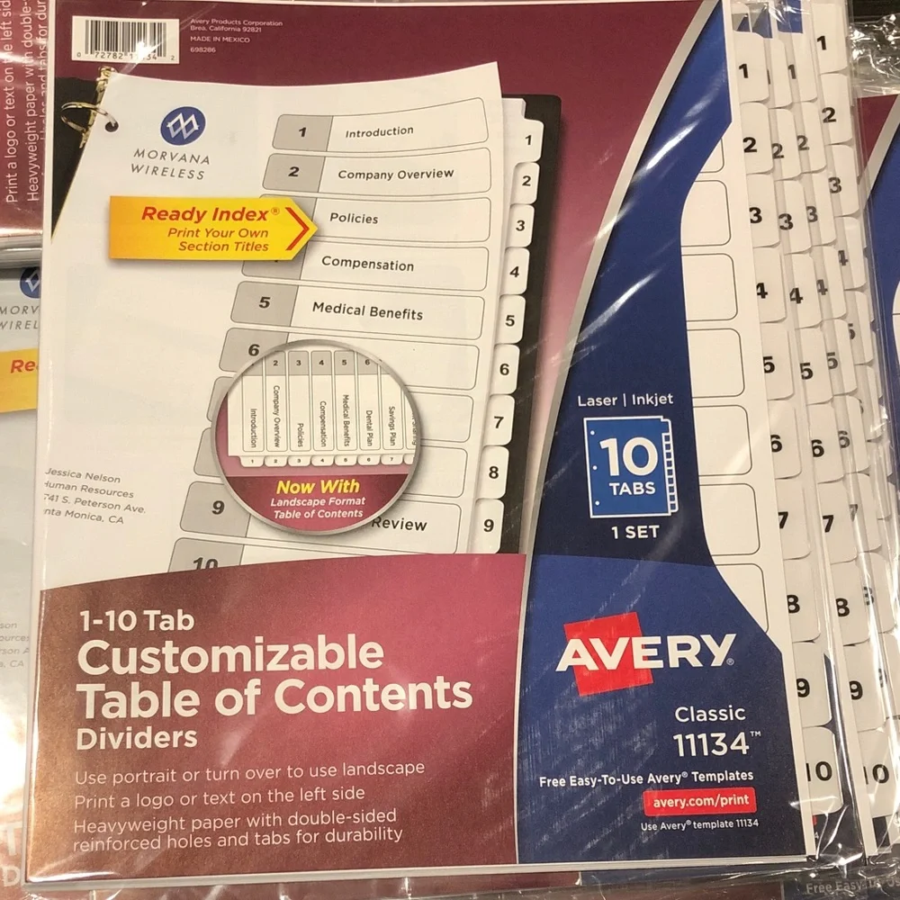 Avery Ready Index Tab Table of Contents Dividers (22)